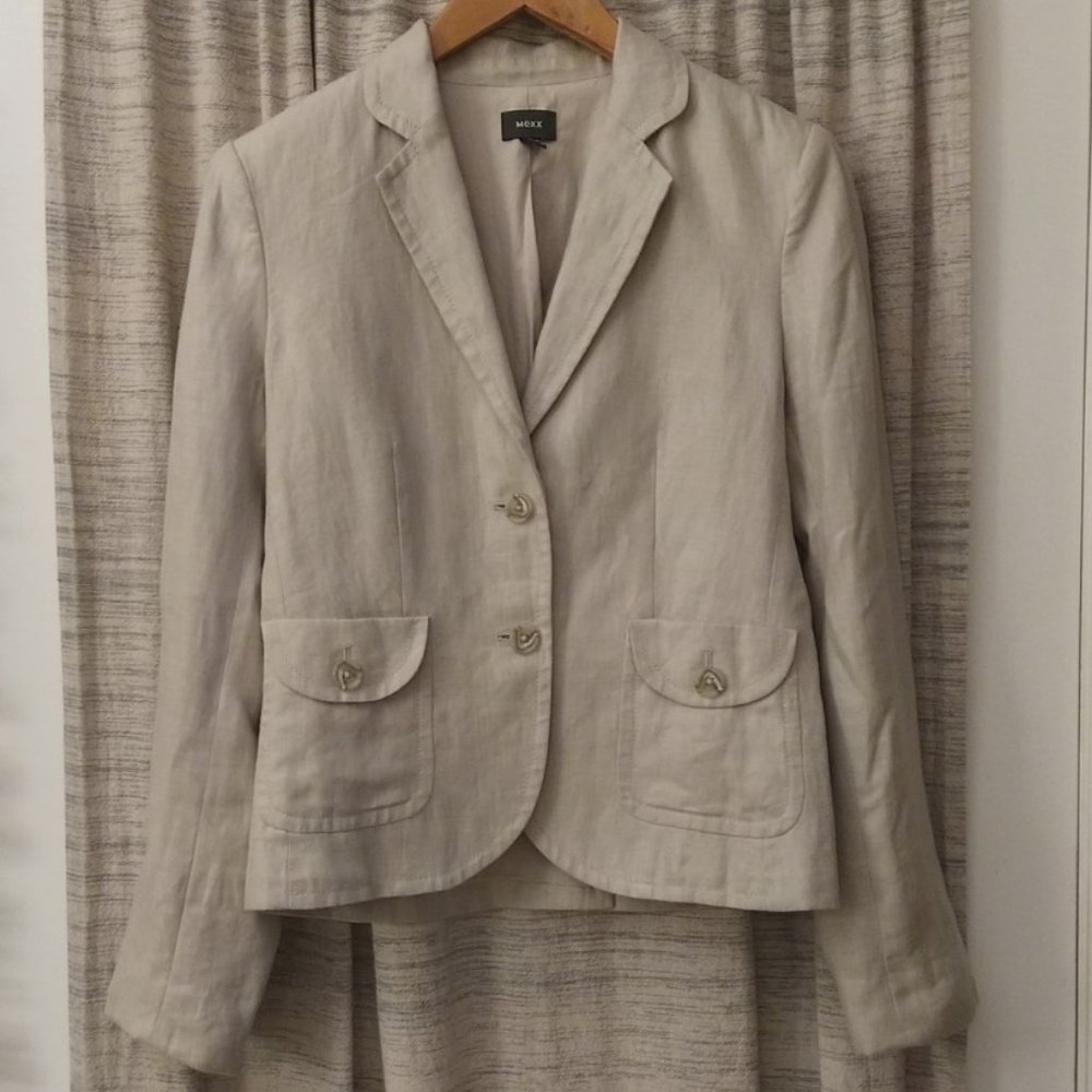 Vintage Y2K Mexx 100% Linen Natural Blazer Jacket European Minimalist 10